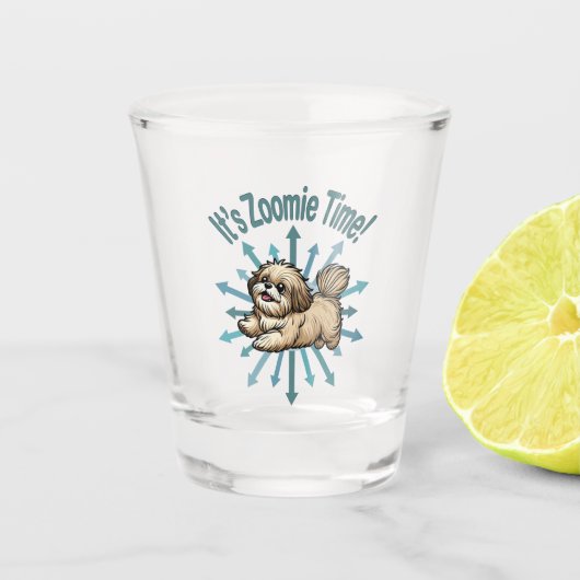 Zoomie Time Shih Tzu Shot Glas (Voorkant)