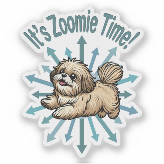 Zoomie Time Shih Tzu Sticker (Voorkant)