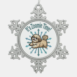 Zoomie Time Shih Tzu Tin Sneeuwvlok Ornament