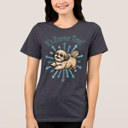 Zoomie Time Shih Tzu Tri-Blend Shirt (Voorkant)