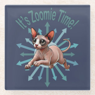Zoomie Time Sphynx Cat Glazen Onderzetter