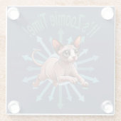 Zoomie Time Sphynx Cat Glazen Onderzetter (Achterkant)