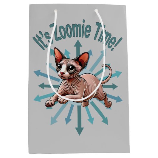 Zoomie Time Sphynx Cat Medium Cadeauzakje (Voorkant)