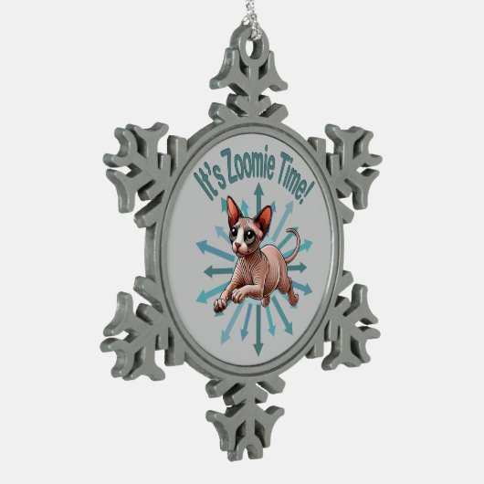 Zoomie Time Sphynx Cat Tin Sneeuwvlok Ornament (Links)