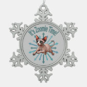 Zoomie Time Sphynx Cat Tin Sneeuwvlok Ornament (Voorkant)