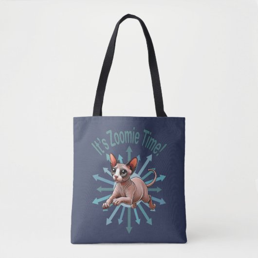 Zoomie Time Sphynx Cat Tote Bag (Voorkant)