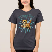 Zoomie Time Tiger Cat Tri-Blend Shirt (Voorkant)