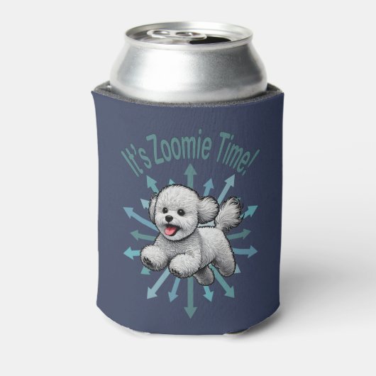 Zoomie Time van Bichon Frise Blikjeskoeler (Blikje Achterkant)