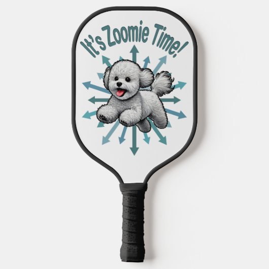 Zoomie Time van Bichon Frise Pickleball Paddle (Achterkant)