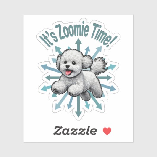 Zoomie Time van Bichon Frise Sticker (Vel)