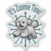 Zoomie Time van Bichon Frise Sticker (Voorkant)