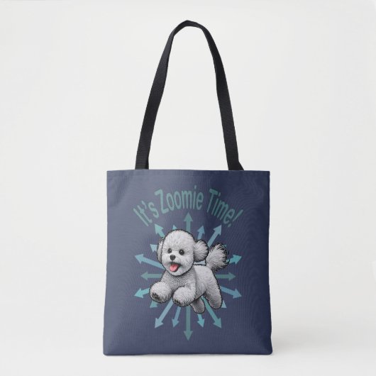 Zoomie Time van Bichon Frise Tote Bag (Voorkant)