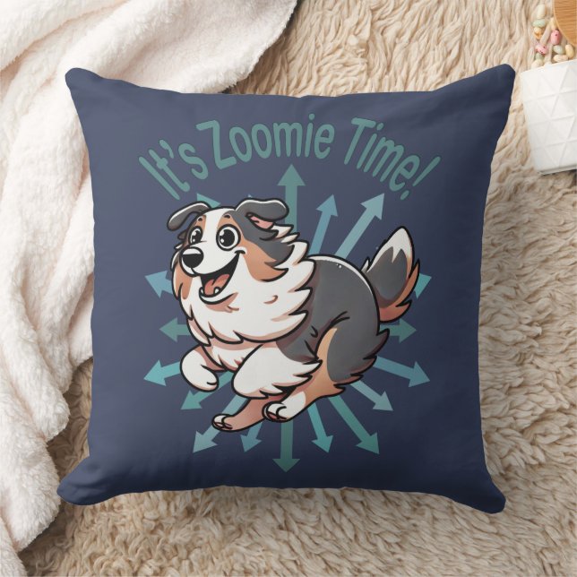 Zoomie Time voor Australian Shepherd Kussen (Deken)
