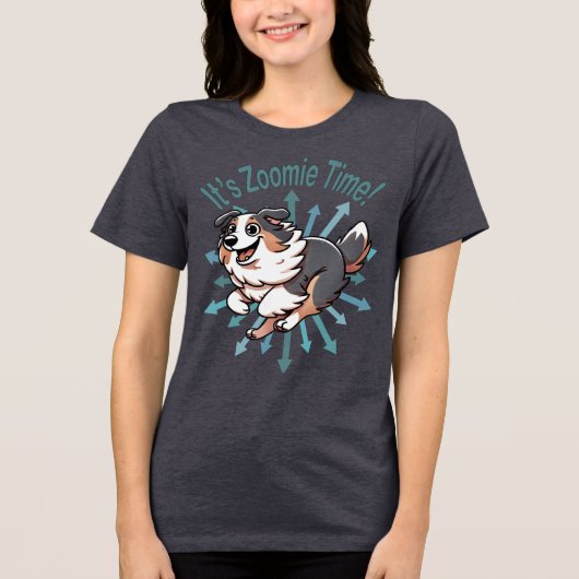 Zoomie Time voor Australian Shepherd Tri-Blend Shirt (Voorkant)