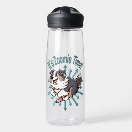 Zoomie Time voor Australian Shepherd Waterfles (Voorkant)