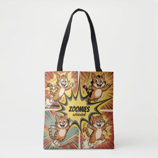 Zoomies Geactiveerd Grappige Retro Kat Meme Tote Bag (Voorkant)