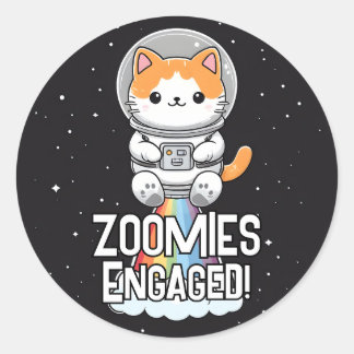 Zoomies ingeschakeld - Space Cat Ronde Sticker