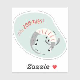 Zoomies Leuke geïllustreerde Grey Dog Mint sticker