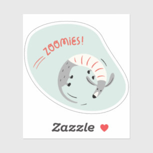 Zoomies Leuke geïllustreerde Grey Dog Mint sticker