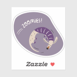 Zoomies Leuke geïllustreerde hond paarse sticker