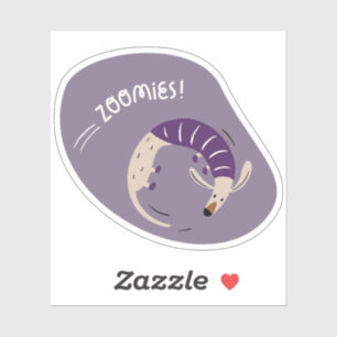 Zoomies Leuke geïllustreerde hond paarse sticker