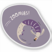 Zoomies Leuke geïllustreerde hond paarse sticker (Voorkant)