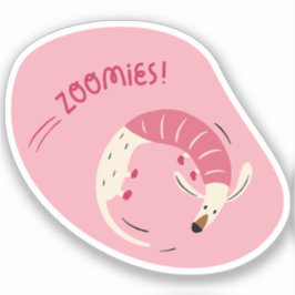 Zoomies Leuke geïllustreerde lange hond Cherry Pin Sticker