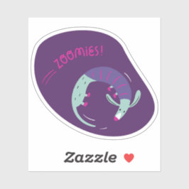 Zoomies schattige geïllustreerde hond aurora kleur sticker