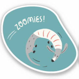 Zoomies schattige geïllustreerde worst hond turquo sticker