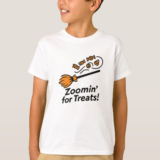 Zoomin' for Treats Fun Orange Halloween Design T-shirt (Voorkant)