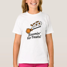 Zoomin' for Treats Fun Orange Halloween Design T-shirt