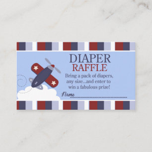 Zooming Along Airplane Baby shower Diaper Raffle Informatiekaartje