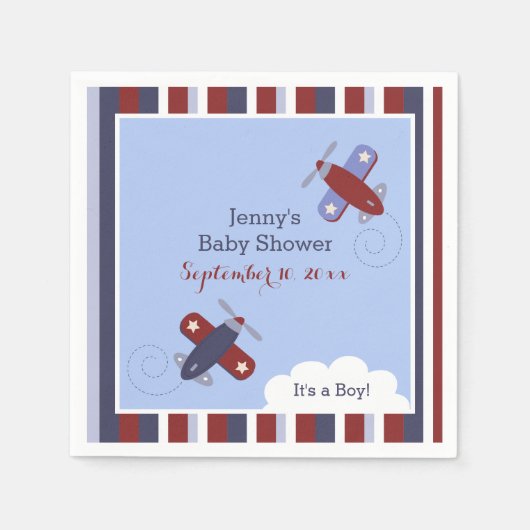 Zooming Along Airplane Gepersonaliseerd Napkins Servet (Voorkant)