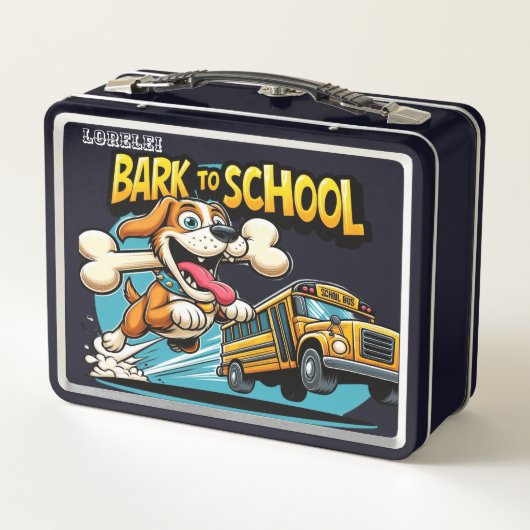 Zooming Dog School Bus Lunchbox (Achterkant)