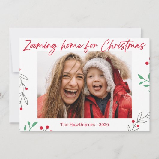 "Zooming Home" leuke aangepaste kerstfoto Feestdagenkaart (Voorkant)
