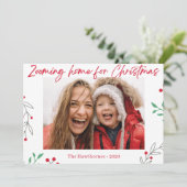 "Zooming Home" leuke aangepaste kerstfoto Feestdagenkaart (Staand voorkant)