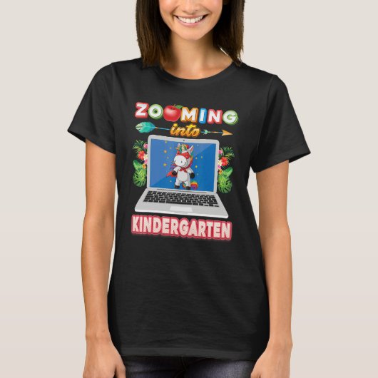Zooming Into Kindergarten Grade Virtual Unicorn Ki T-shirt (Voorkant)