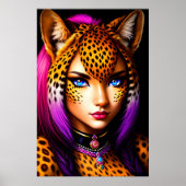 Zoomorfe coole juffrouw cheetah | AI Art. Poster (Voorkant)