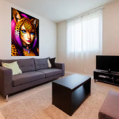 Zoomorfe coole juffrouw cheetah | AI Art. Poster