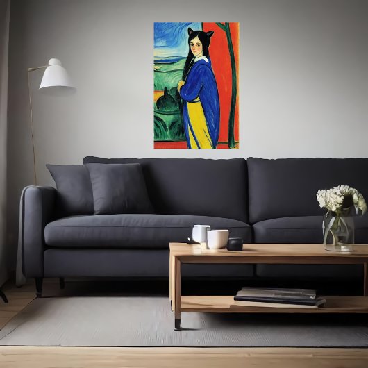 Zoomorfe dame met kattenoren | AI Art. Poster