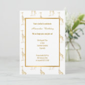 ZOOMTHEMA GOLD GIRAFFE BIRTHDAY INVITATIE KAART (Staand voorkant)