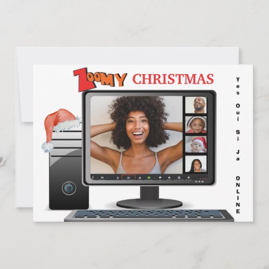 Zoomy Kerstmis Video Conferentie Satire Kaart (Voorkant)