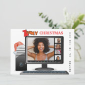 Zoomy Kerstmis Video Conferentie Satire Kaart (Staand voorkant)