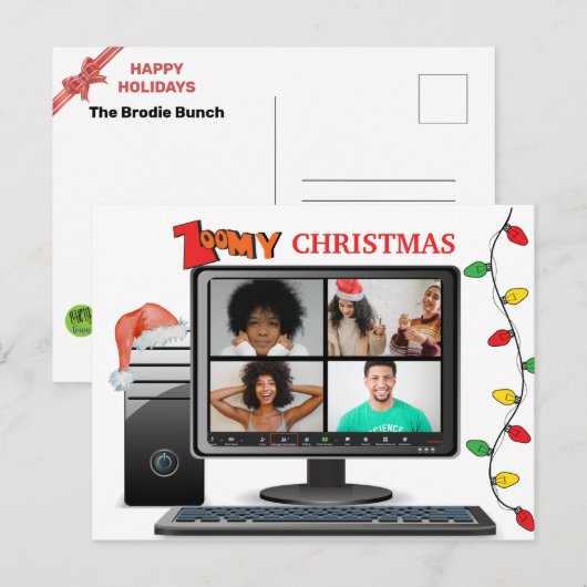 Zoomy Kerstmis Video Satire Conference Briefkaart (Voorkant / Achterkant)