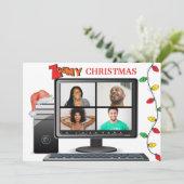 Zoomy Kerstmis Video Satire Conference Kaart (Staand voorkant)