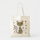 Zoomy Zara Floral Tabby Cat Tote Bag (Voorkant)