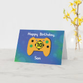 Zoon 10 jaar oude 'Birthday Gamer Controller' Kaart (Gele Bloem)