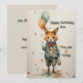 Zoon 10e Verjaardag Abstract Fox Feestdagenkaart (Voorkant / Achterkant)