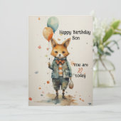 Zoon 10e Verjaardag Abstract Fox Feestdagenkaart (Staand voorkant)