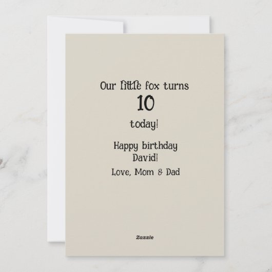 Zoon 10e Verjaardag Abstract Fox Feestdagenkaart (Achterkant)